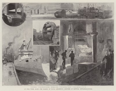 At Full Work Again, the Making of Naval Armaments, Sketches at Elswick, Newcastle-on-Tyne by Henry Charles Seppings Wright